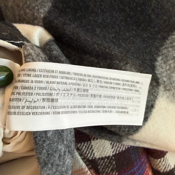 Abercrombie & Fitch Womens Black White Buffalo Check Cropped Plaid Jacket Medium - Picture 6 of 9